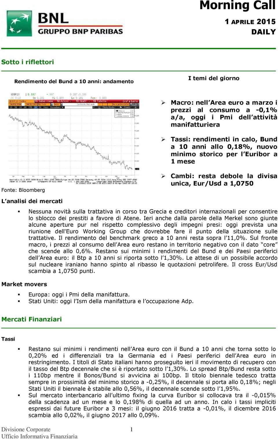 novità sulla trattativa in corso tra Grecia e creditori internazionali per consentire lo sblocco dei prestiti a favore di Atene.