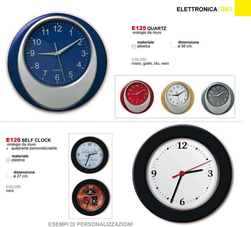 rosso, giallo, blu, nero E126 SELF CLOCK