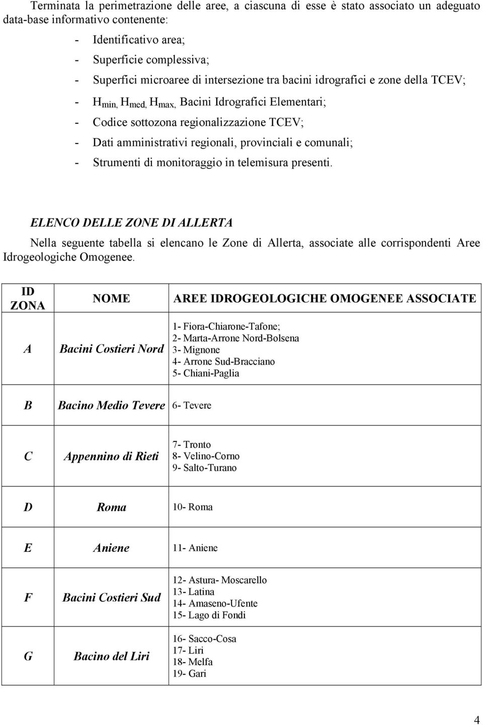 comunali; - Strumenti di monitoraggio in telemisura presenti.