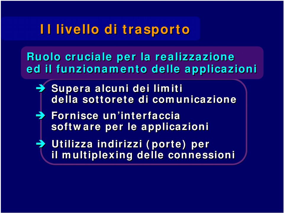 sottorete di comunicazione Fornisce un interfaccia software per le