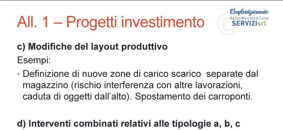 (rischio interferenza con altre lavorazioni, caduta di oggetti dall alto).