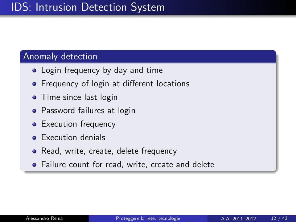 frequency Execution denials Read, write, create, delete frequency Failure count for read,