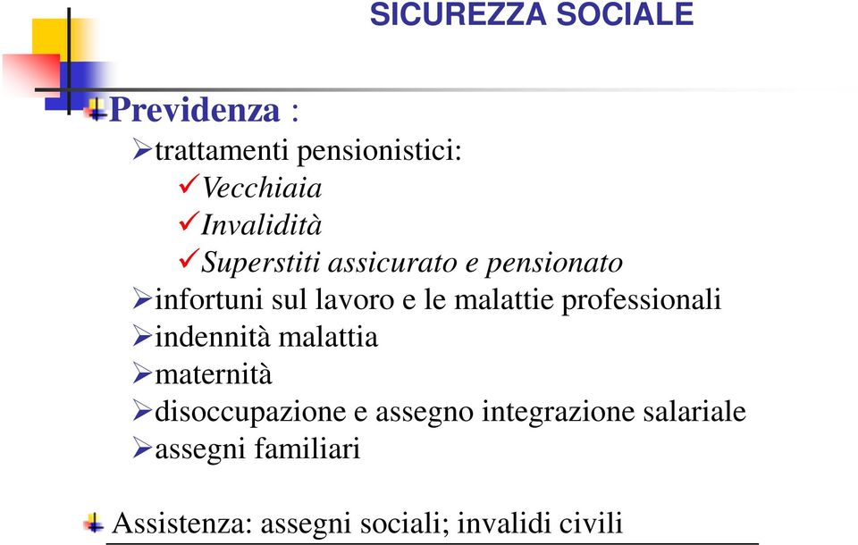 malattie professionali indennità malattia maternità disoccupazione e