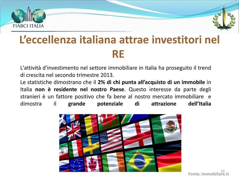 Le statistiche dimostrano che il 2% di chi punta all acquisto di un immobile in Italia non è residente nel nostro Paese.