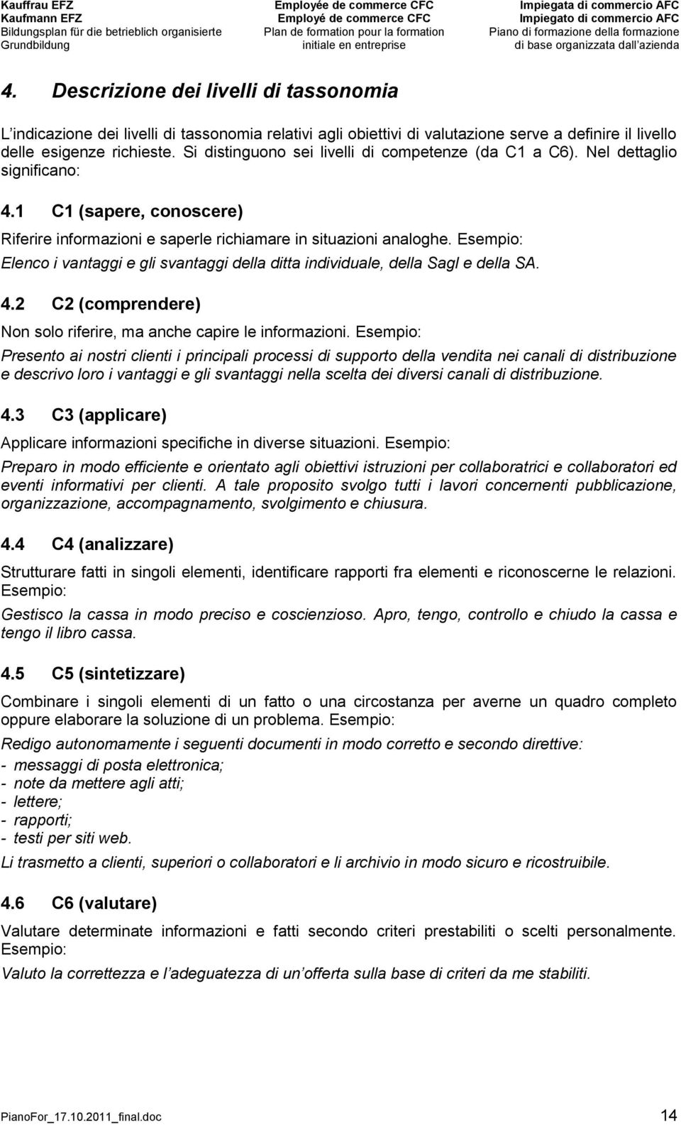 Esempio: Elenco i vantaggi e gli svantaggi della ditta individuale, della Sagl e della SA. 4.2 C2 (comprendere) Non solo riferire, ma anche capire le informazioni.