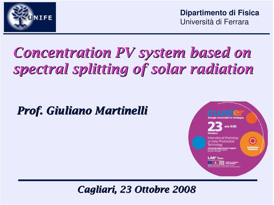 spectral splitting of solar radiation