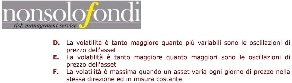 prezzo dell'asset La volatilità è tanto maggiore quanto maggiori sono le