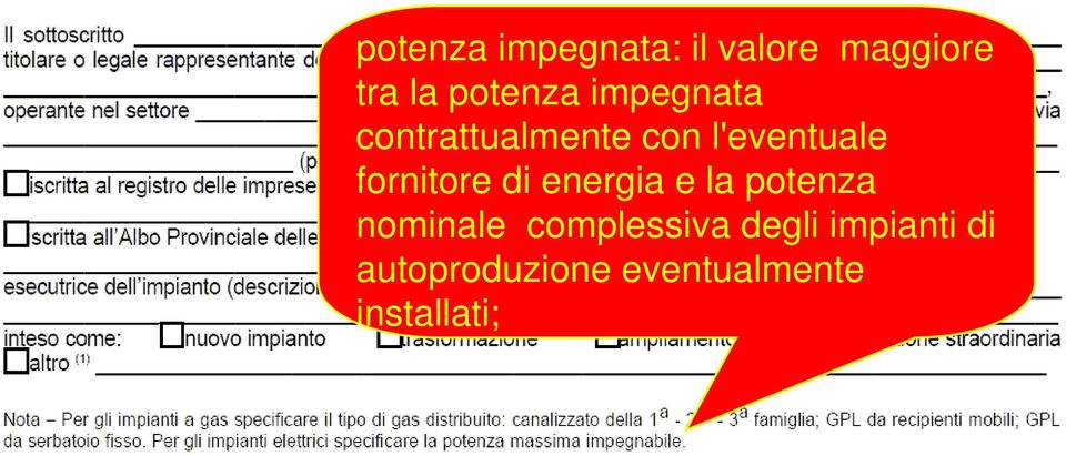 di energia e la potenza nominale complessiva degli