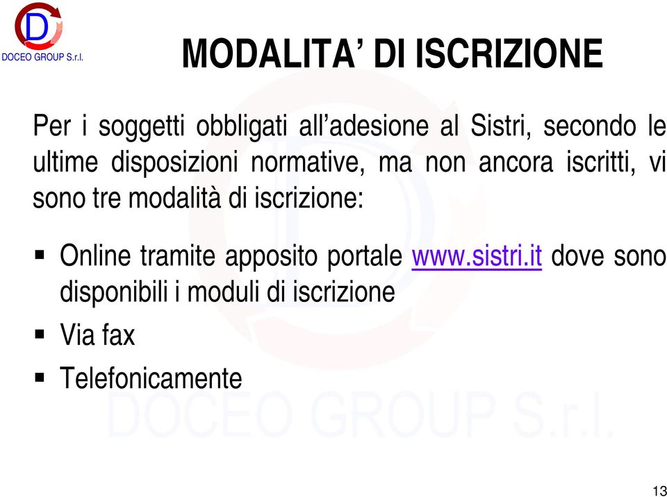 sono tre modalità di iscrizione: Online tramite apposito portale www.