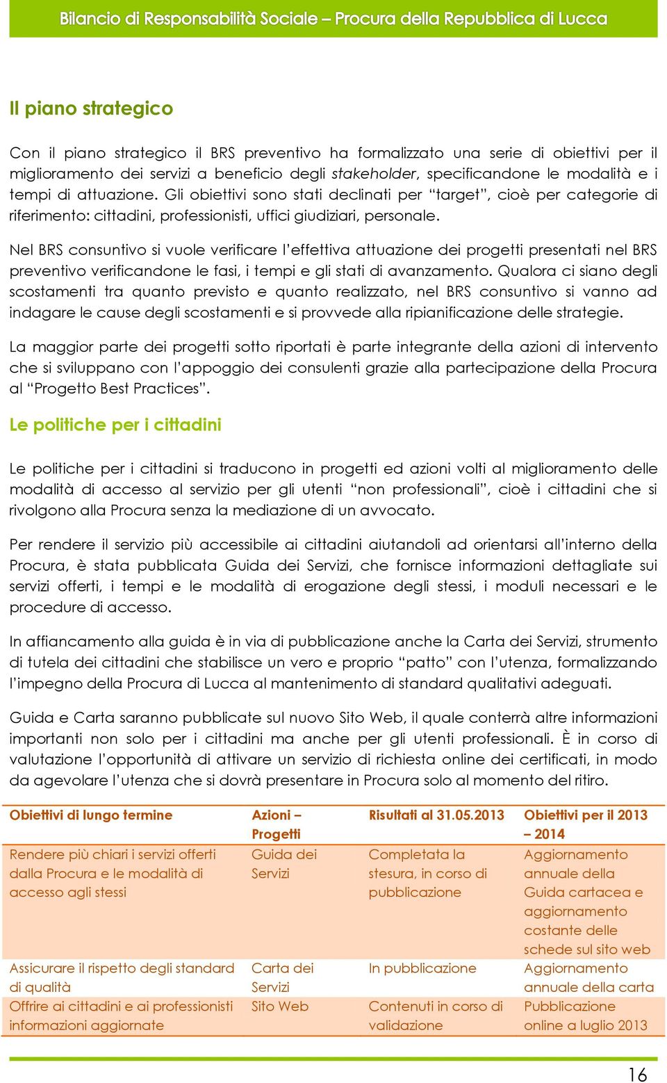 Nel BRS consuntivo si vuole verificare l effettiva attuazione dei progetti presentati nel BRS preventivo verificandone le fasi, i tempi e gli stati di avanzamento.