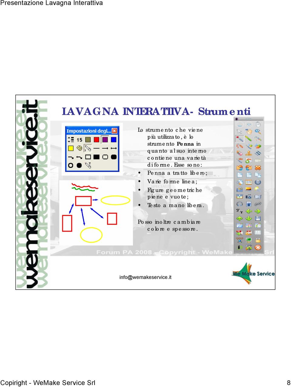 Esse sono: Penna a tratto libero; Varie forme linea; Figure geometriche piene e