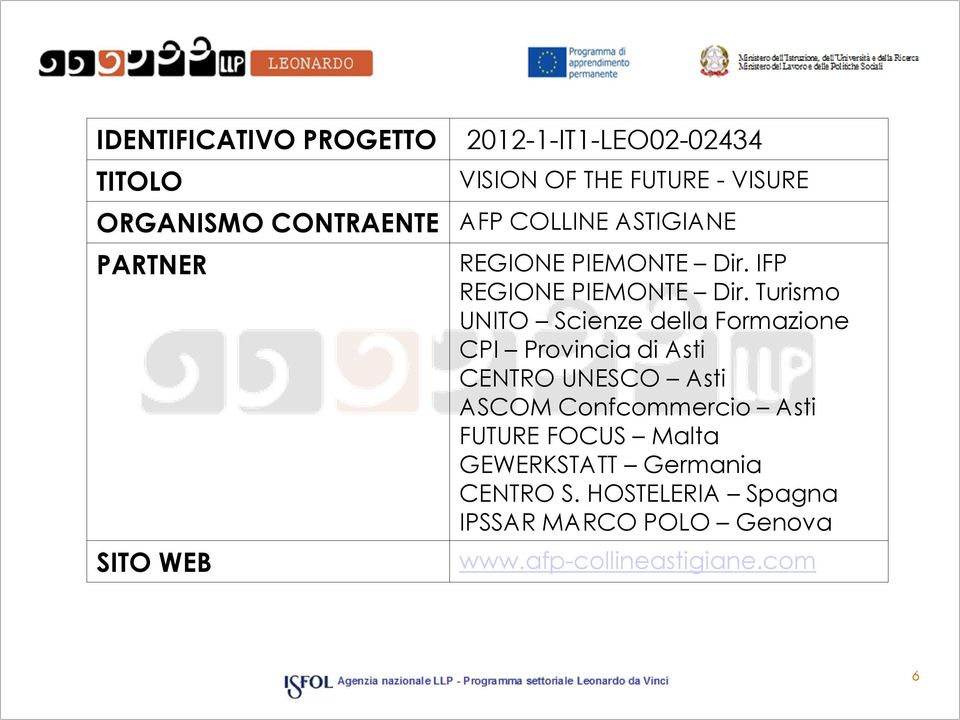 Turismo UNITO Scienze della Formazione CPI Provincia di Asti CENTRO UNESCO Asti ASCOM Confcommercio Asti