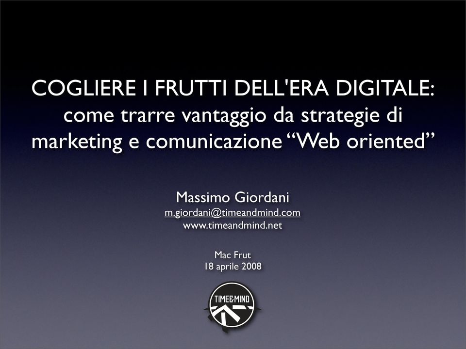 comunicazione Web oriented Massimo Giordani m.