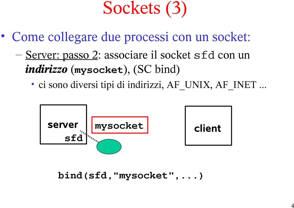 (mysocket), (SC bind) ci sono diversi tipi di indirizzi,