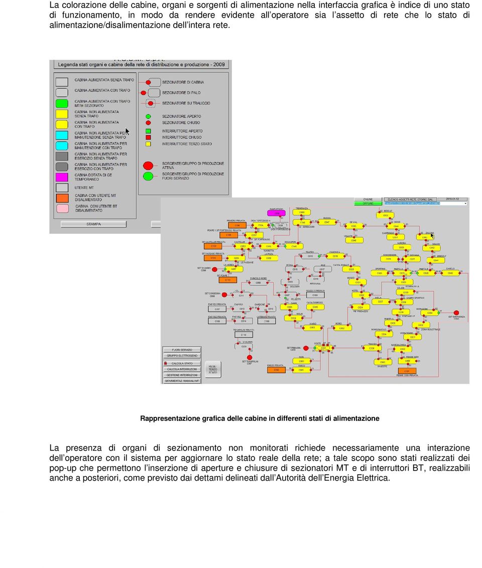 Rappresentazione grafica delle cabine in differenti stati di alimentazione La presenza di organi di sezionamento non monitorati richiede necessariamente una interazione dell operatore