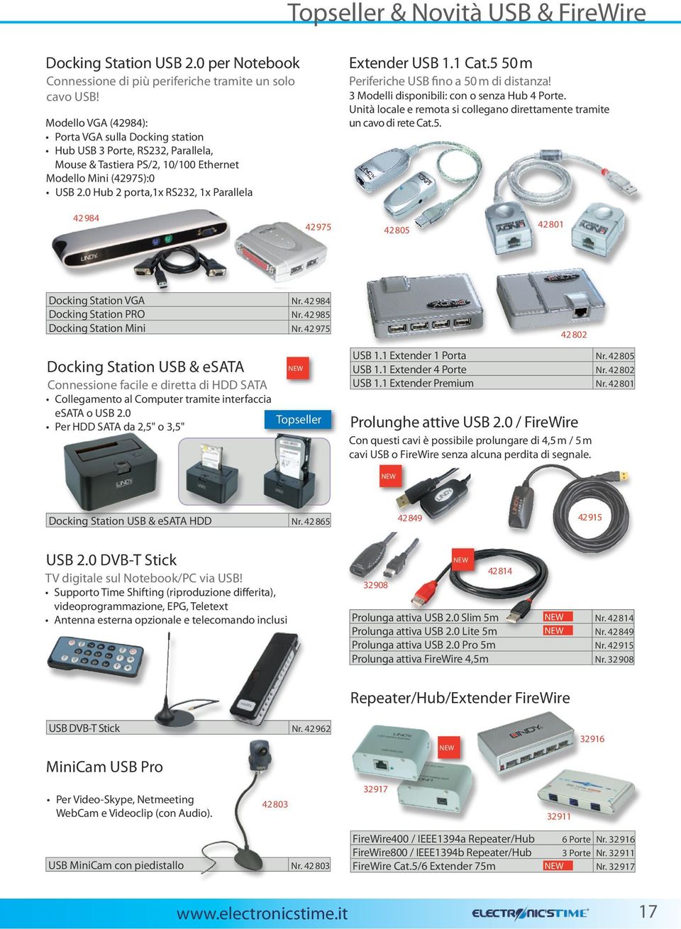 0 Hub 2 porta,1x RS232, 1x Parallela Extender USB 1.1 Cat.5 50m Periferiche USB fino a 50m di distanza! 3 Modelli disponibili: con o senza Hub 4 Porte.