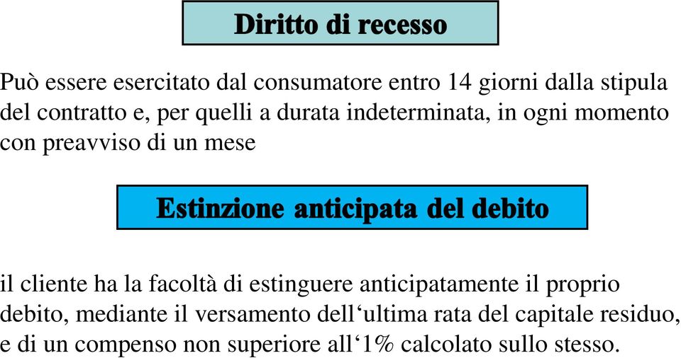 facoltà di estinguere anticipatamente il proprio debito, mediante il versamento dell