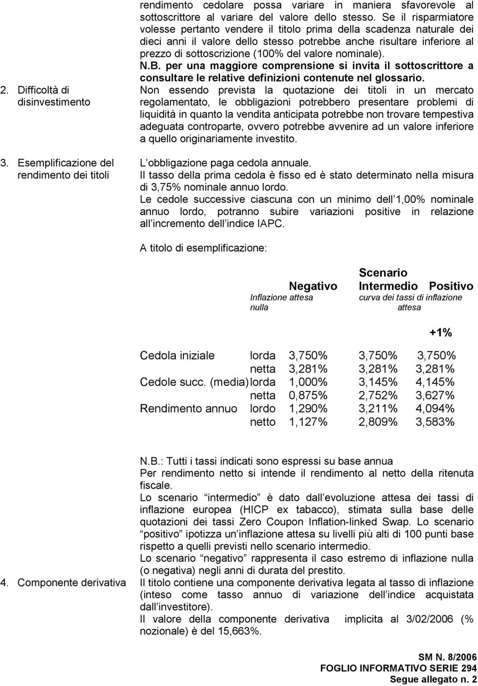 valore nominale). N.B. per una maggiore comprensione si invita il sottoscrittore a consultare le relative definizioni contenute nel glossario.