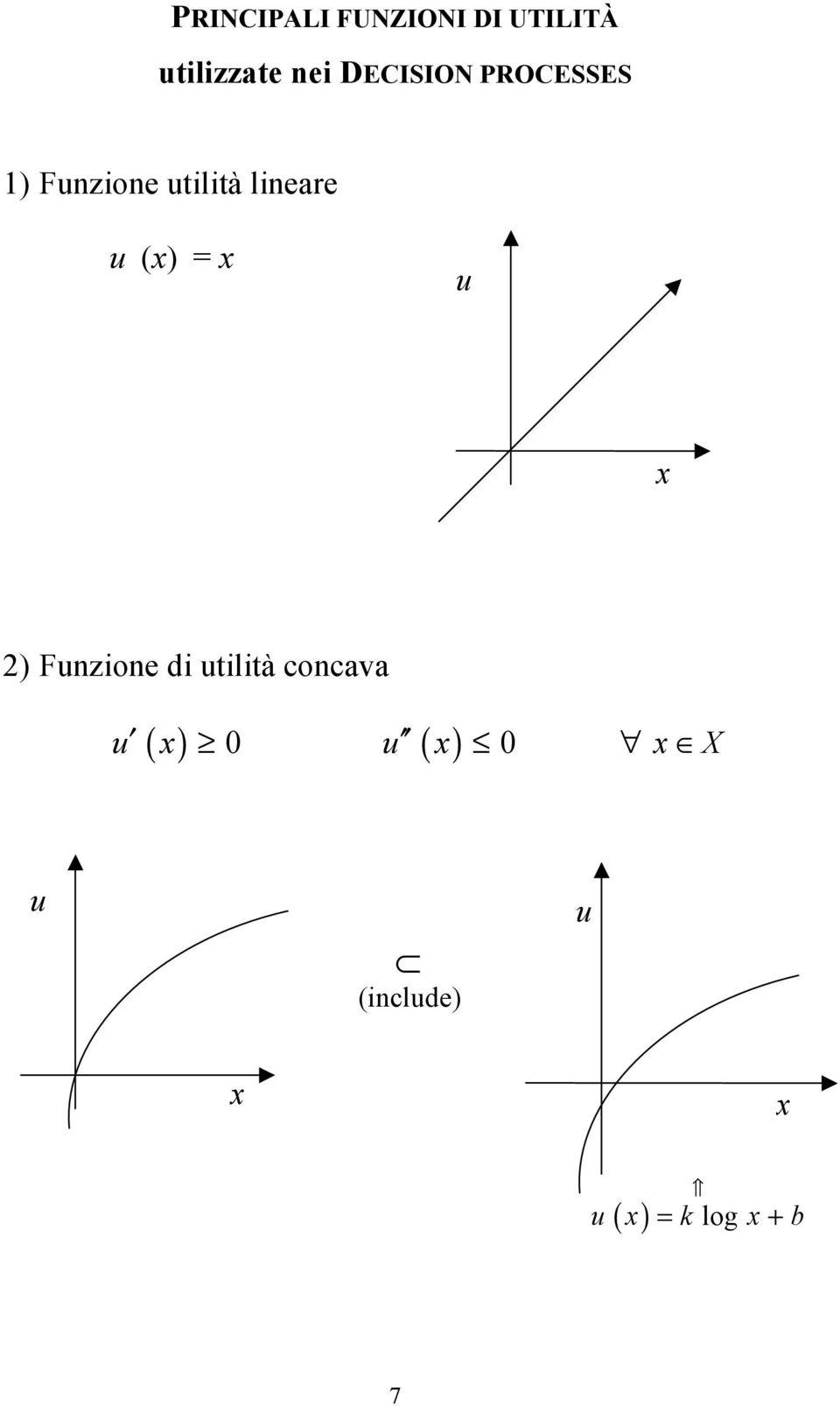 (x) = x u x 2) Funzione di utilità concava u ( x)