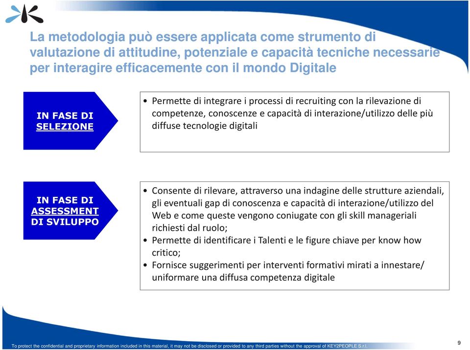 Consente di rilevare, attraverso una indagine delle strutture aziendali, gli eventuali gap di conoscenza e capacità di interazione/utilizzo del Web e come queste vengono coniugate con gli skill