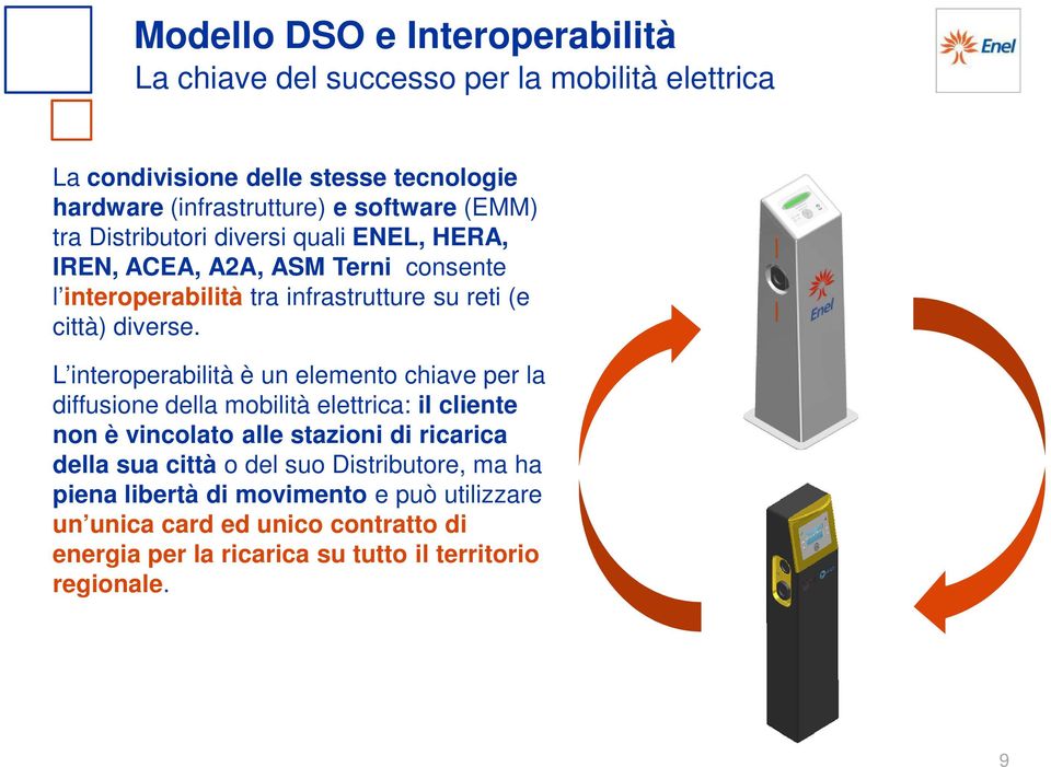 L interoperabilità è un elemento chiave per la diffusione della mobilità elettrica: il cliente non è vincolato alle stazioni di ricarica della sua città o