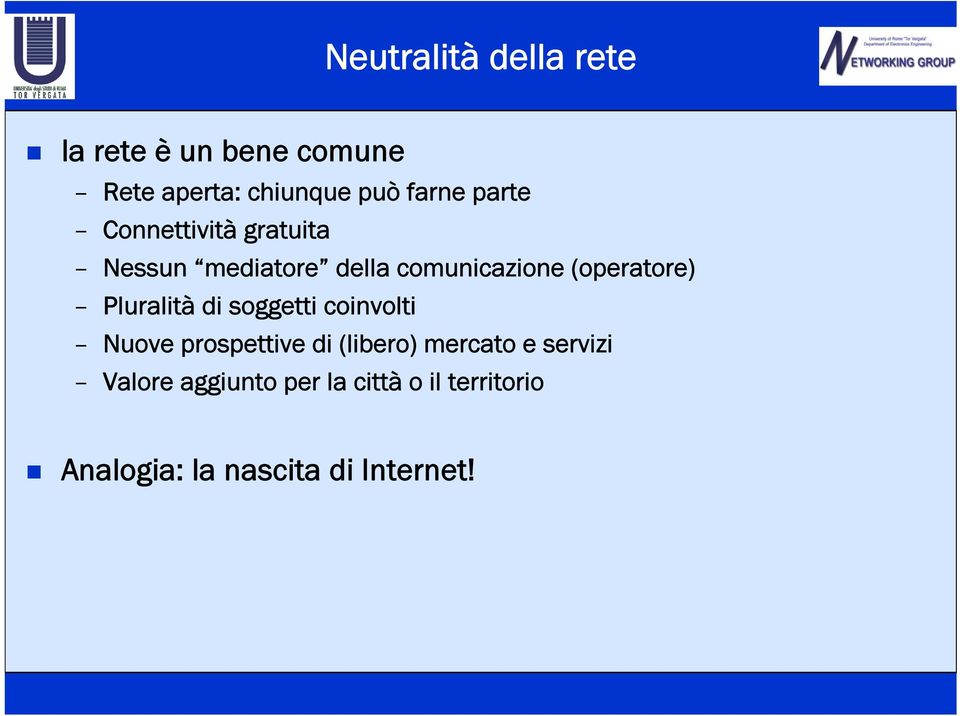 Pluralità di soggetti coinvolti Nuove prospettive di (libero) mercato e