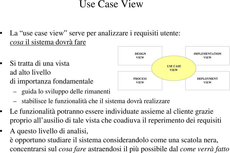 essere individuate assieme al cliente grazie proprio all ausilio di tale vista che coadiuva il reperimento dei requisiti A questo livello di