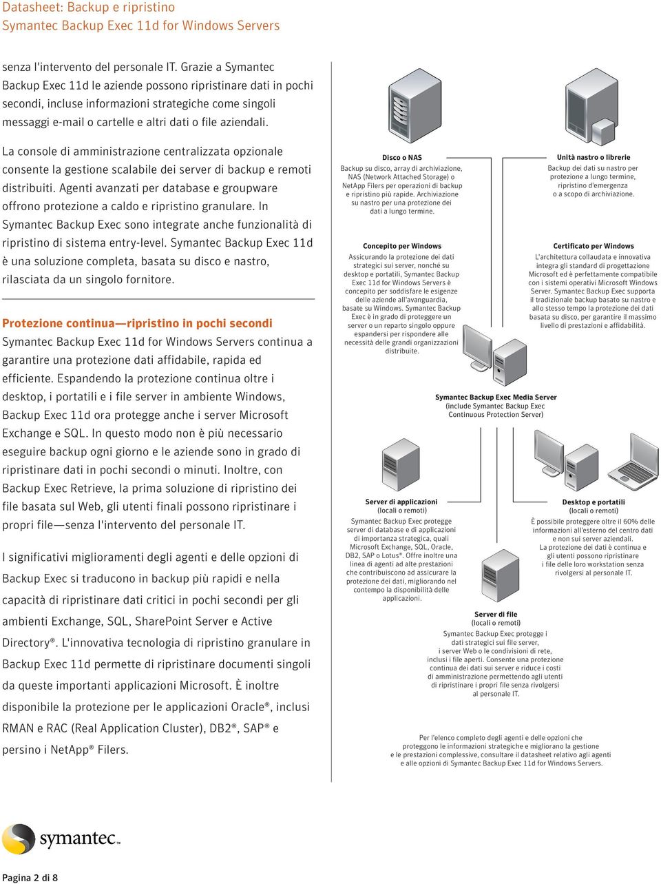 La console di amministrazione centralizzata opzionale consente la gestione scalabile dei server di backup e remoti distribuiti.