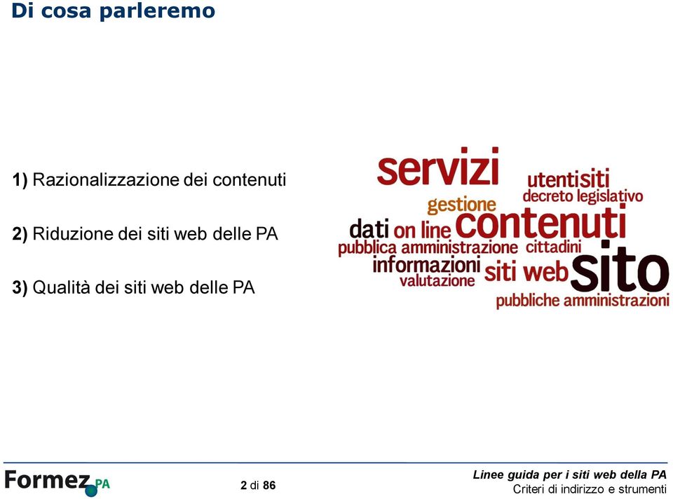 2) Riduzione dei siti web delle