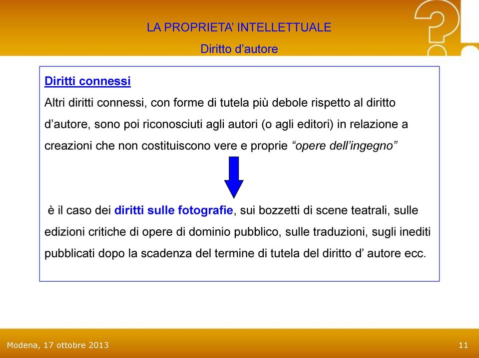 opere dell ingegno è il caso dei diritti sulle fotografie, sui bozzetti di scene teatrali, sulle edizioni critiche di opere di dominio