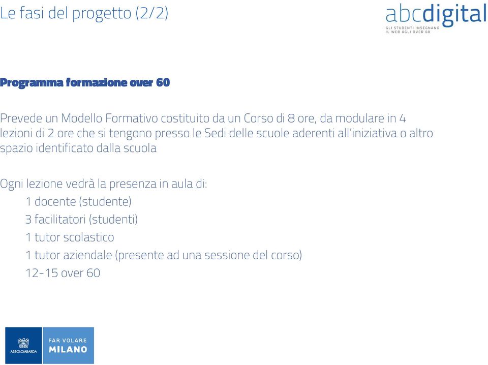 iniziativa o altro spazio identificato dalla scuola Ogni lezione vedrà la presenza in aula di: 1 docente