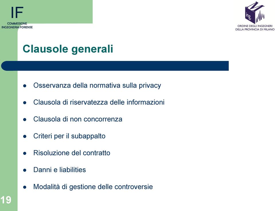 concorrenza Criteri per il subappalto Risoluzione del