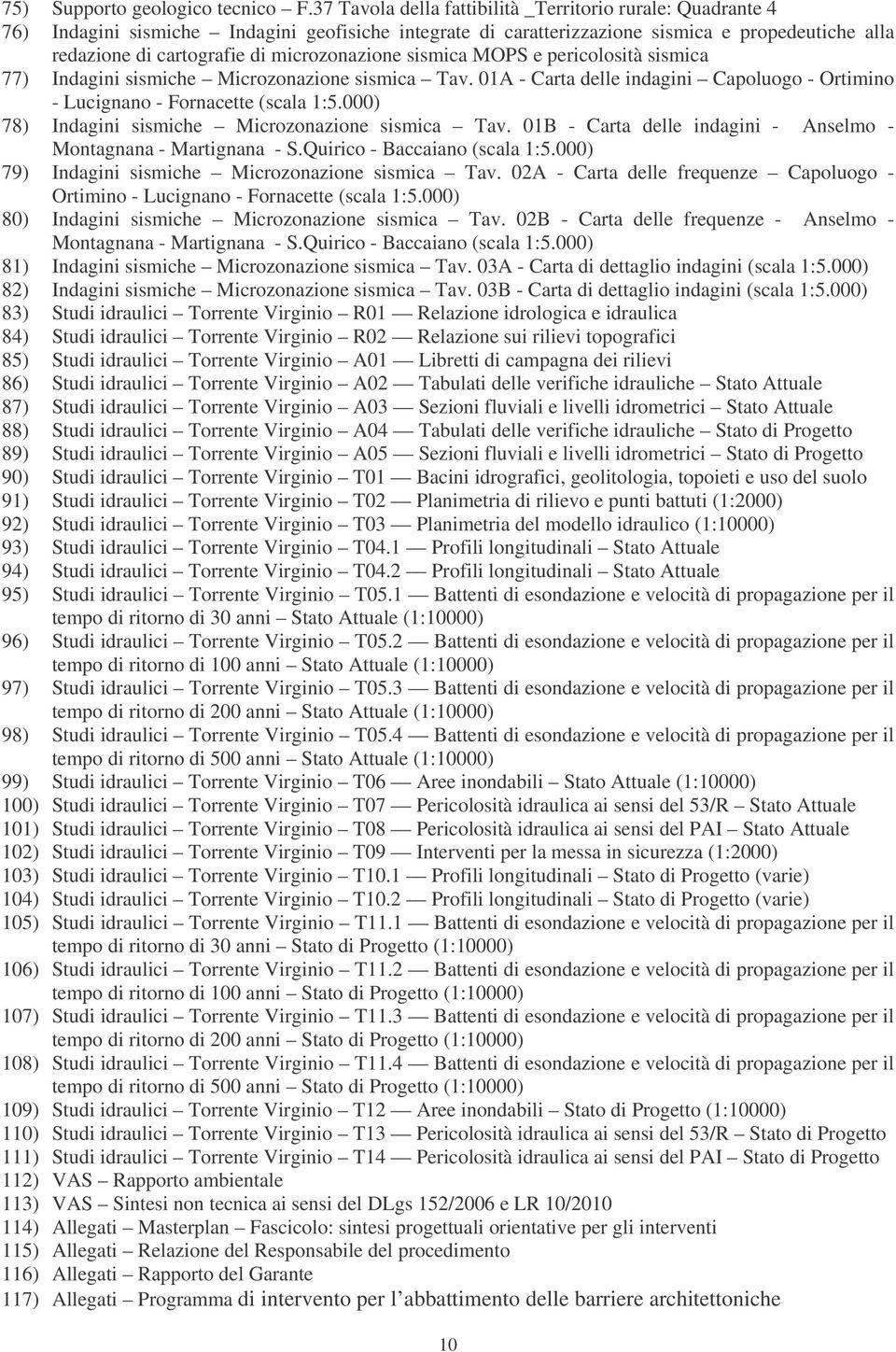 microzonazione sismica MOPS e pericolosità sismica 77) Indagini sismiche Microzonazione sismica Tav. 01A - Carta delle indagini Capoluogo - Ortimino - Lucignano - Fornacette (scala 1:5.