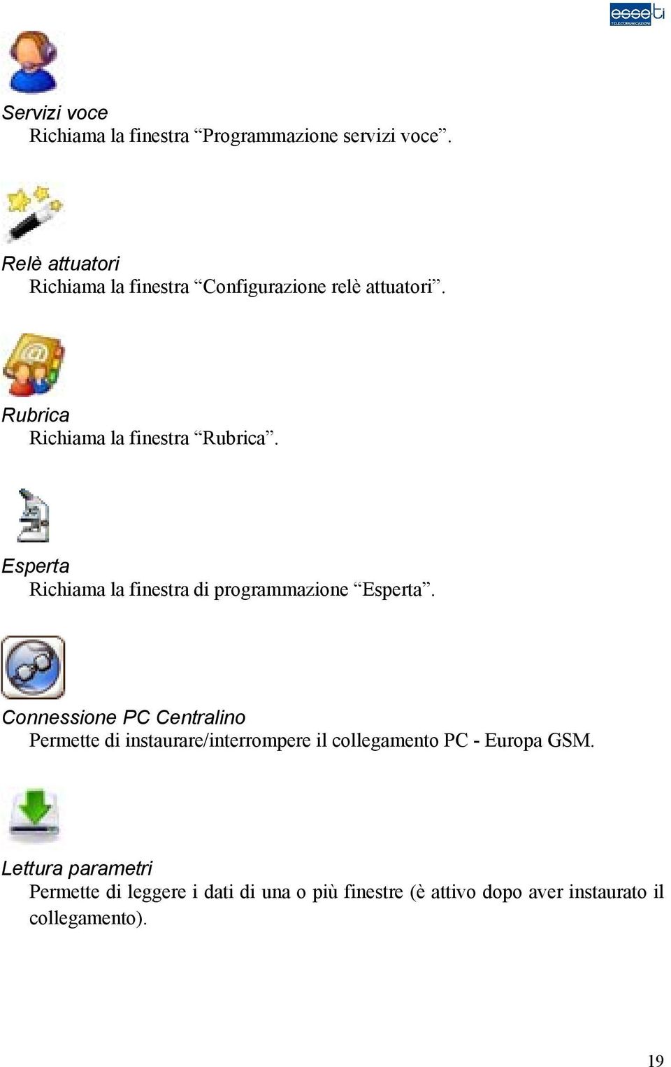 Esperta Richiama la finestra di programmazione Esperta.