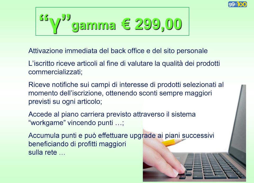 iscrizione, ottenendo sconti sempre maggiori previsti su ogni articolo; Accede al piano carriera previsto attraverso il