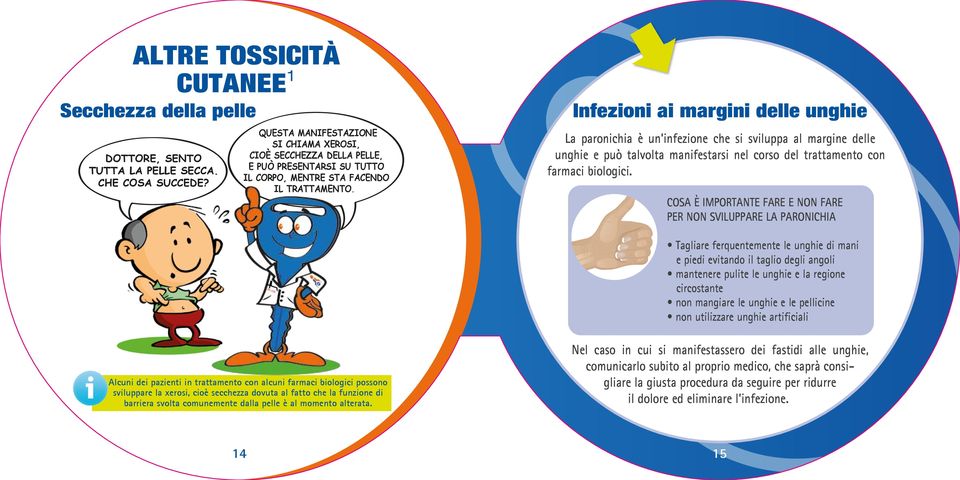 Infezioni ai margini delle unghie La paronichia è un infezione che si sviluppa al margine delle unghie e può talvolta manifestarsi nel corso del trattamento con farmaci biologici.