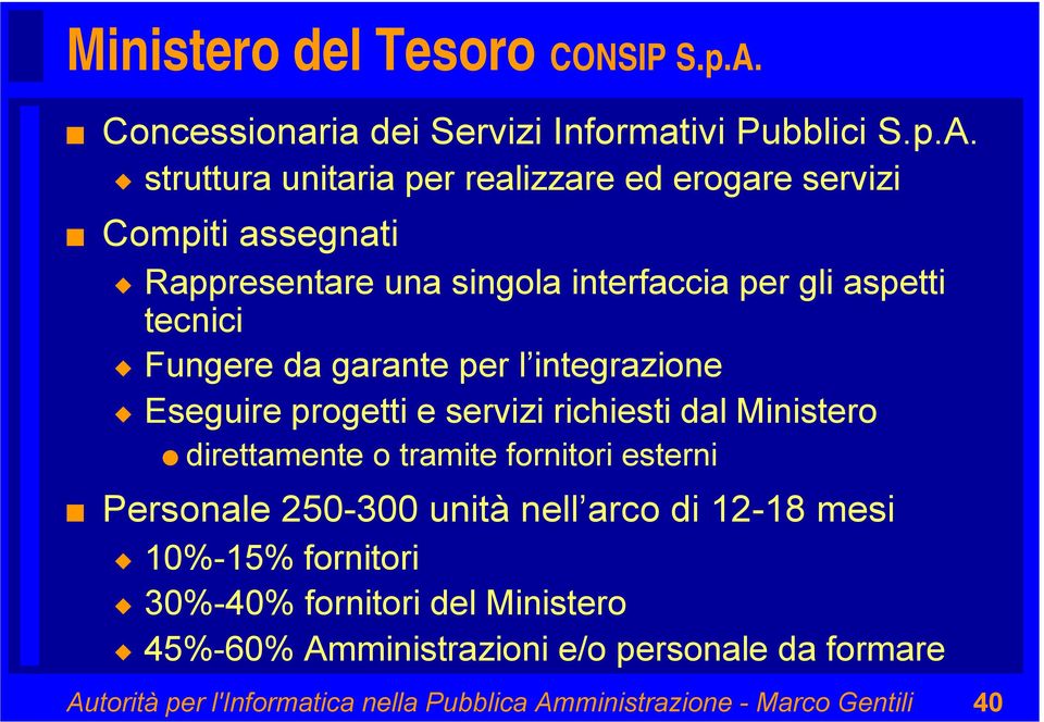 struttura unitaria per realizzare ed erogare servizi Compiti assegnati Rappresentare una singola interfaccia per gli aspetti tecnici Fungere da