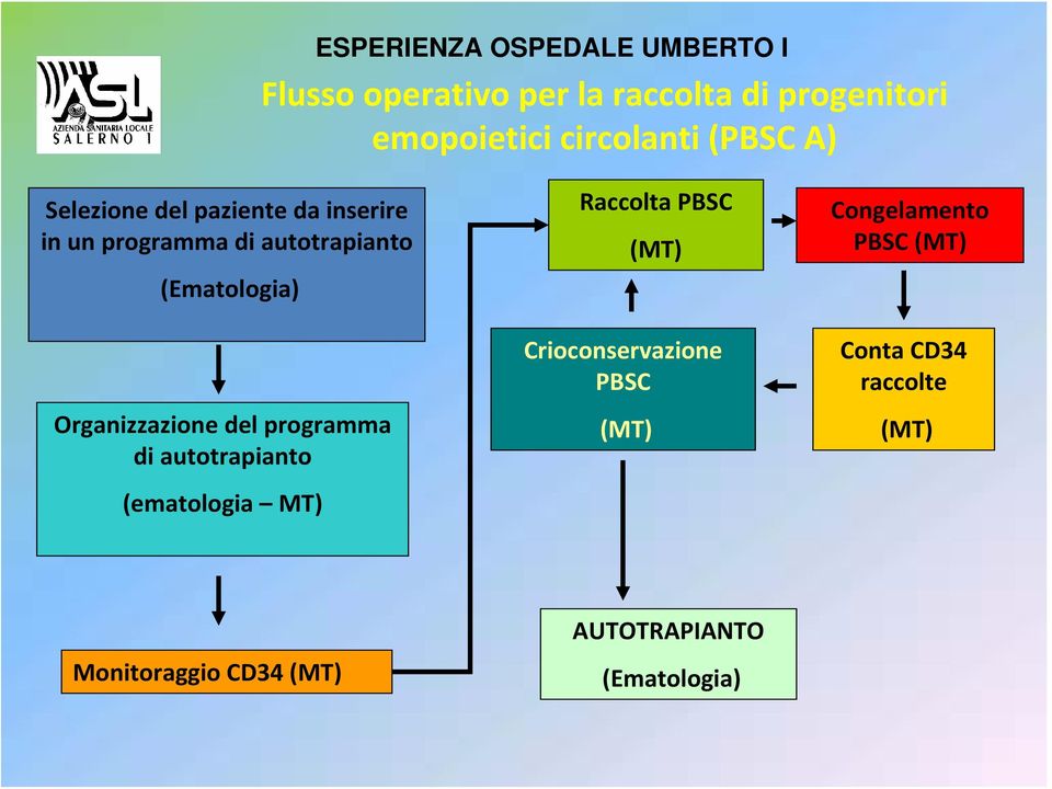 (Ematologia) Organizzazione del programma di autotrapianto (ematologia MT) Raccolta PBSC (MT)