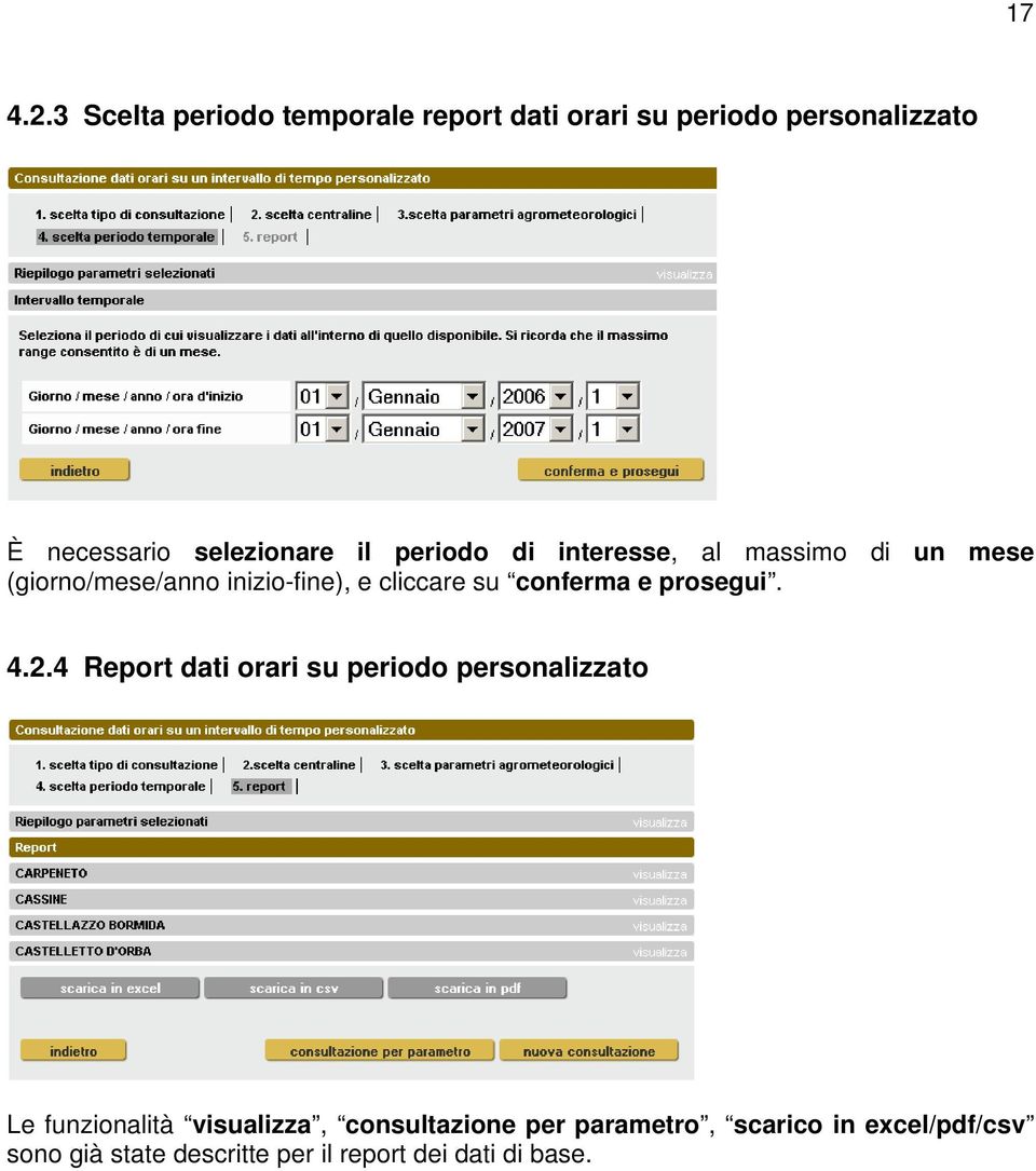 periodo di interesse, al massimo di un mese (giorno/mese/anno inizio-fine), e cliccare su conferma e