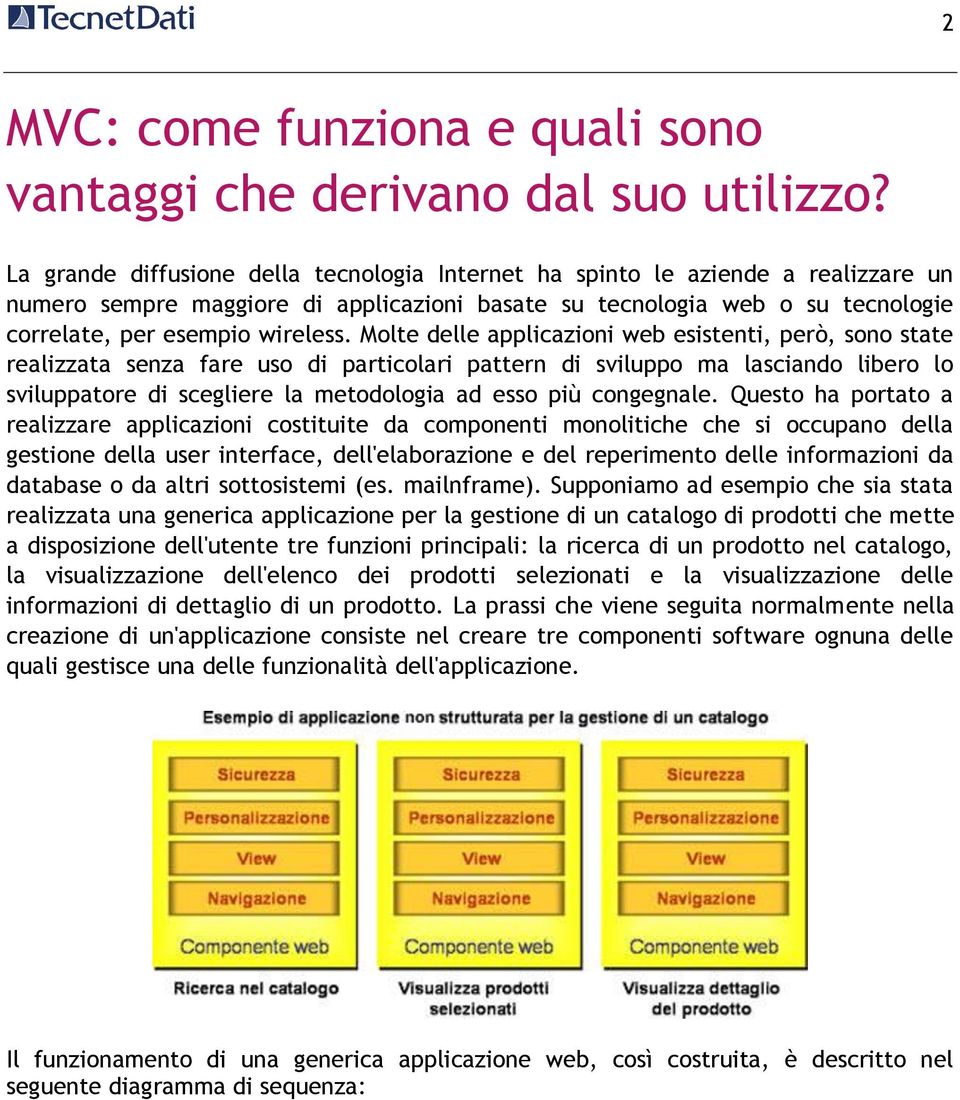 Molte delle applicazioni web esistenti, però, sono state realizzata senza fare uso di particolari pattern di sviluppo ma lasciando libero lo sviluppatore di scegliere la metodologia ad esso più