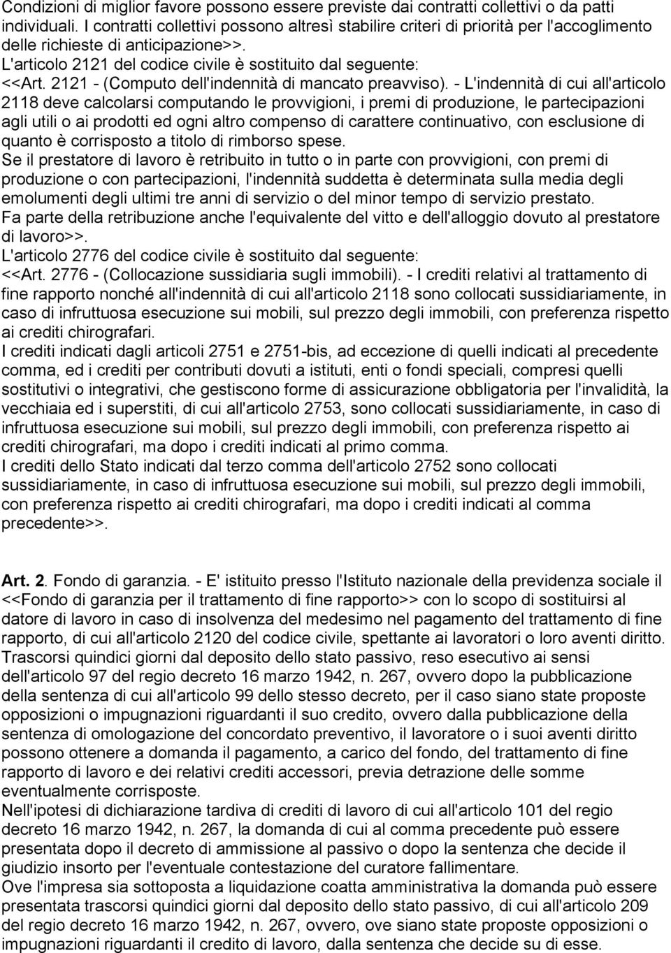 2121 - (Computo dell'indennità di mancato preavviso).