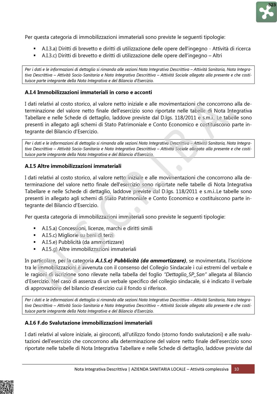 Nota Integrativa Descrittiva Attività Socio-Sanitaria e Nota Integrativa Descrittiva Attività Sociale allegata alla presente e che costituisce parte integrante della Nota Integrativa e del Bilancio d