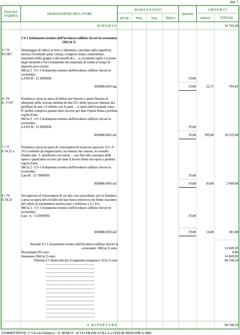 .. a, eventuale taglio a sezione degli elementi e l'avvicinamento del materiale di risulta al luogo di deposito provvisorio SbCat 2 - C1-1 Isolamento termico dell'involucro edilizio (lavori in