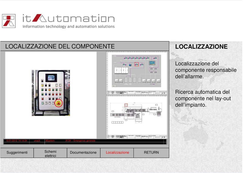 Ricerca automatica del componente nel lay-out dell impianto.