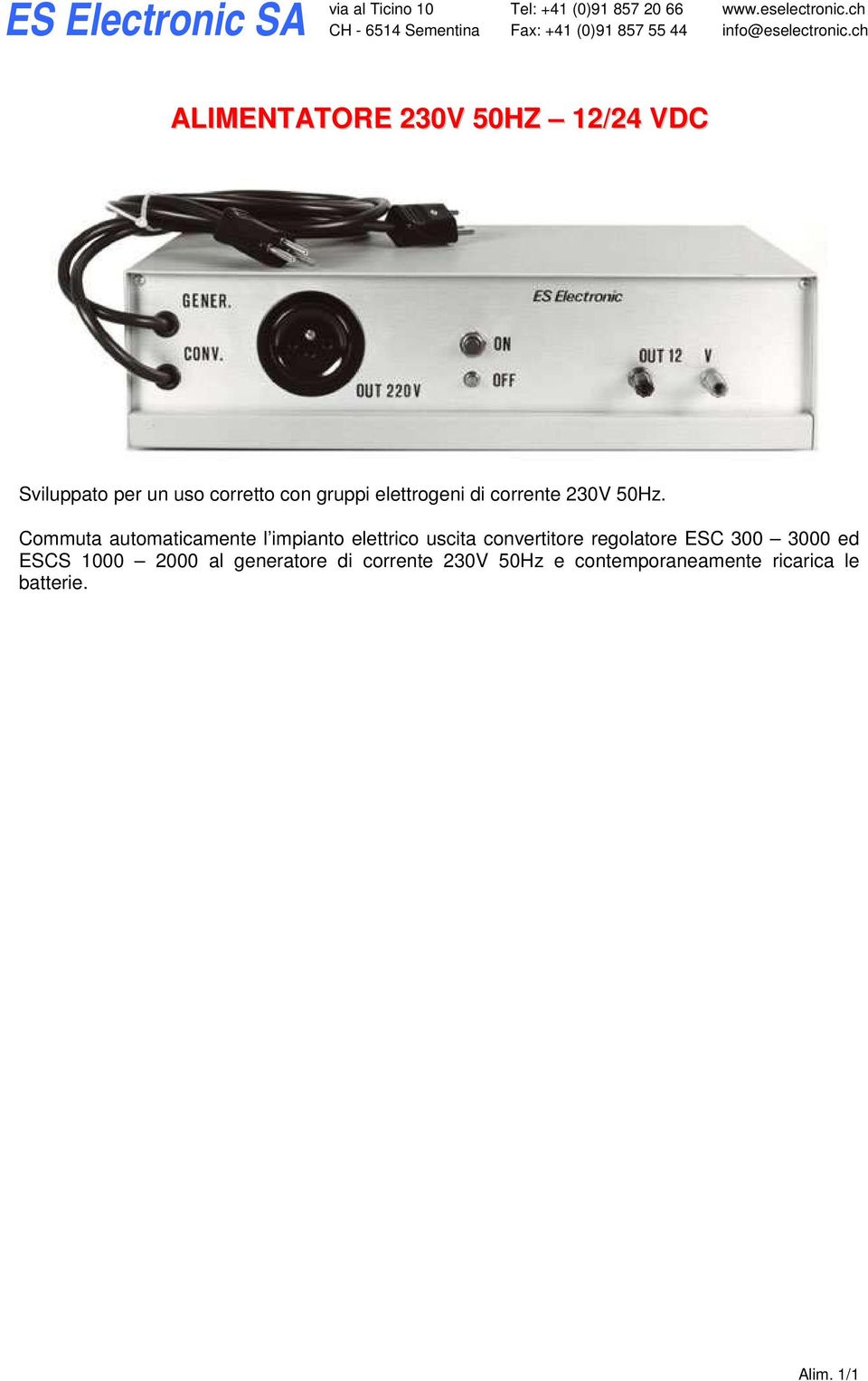 Commuta automaticamente l impianto elettrico uscita convertitore regolatore