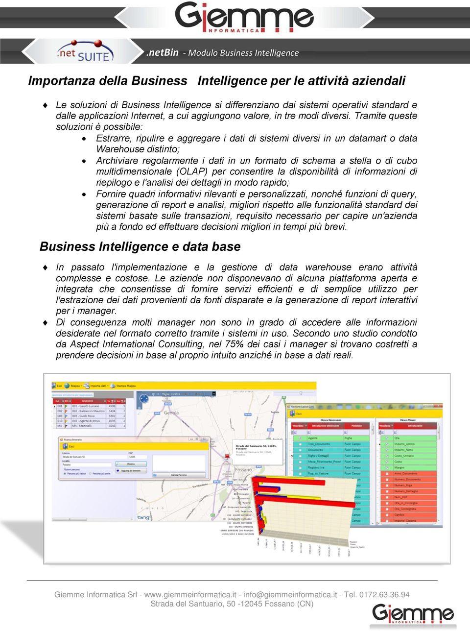 Tramite queste soluzioni è possibile: Estrarre, ripulire e aggregare i dati di sistemi diversi in un datamart o data Warehouse distinto; Archiviare regolarmente i dati in un formato di schema a