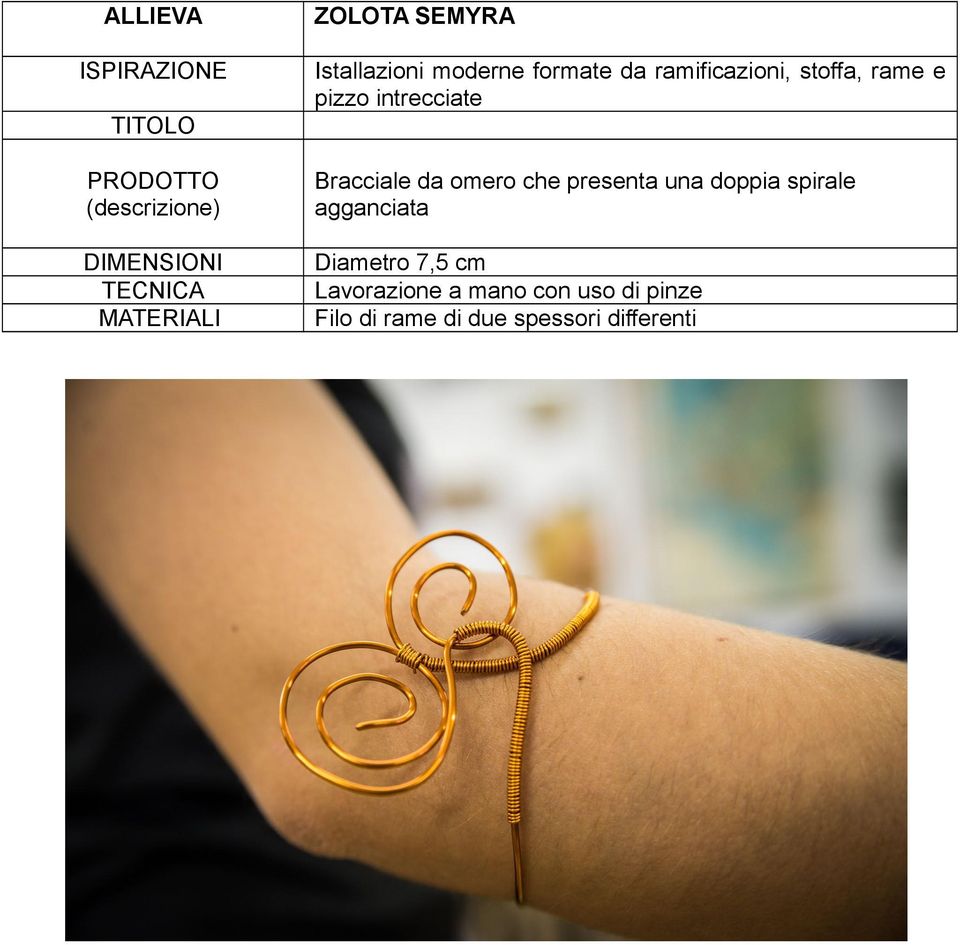 presenta una doppia spirale agganciata Diametro 7,5 cm