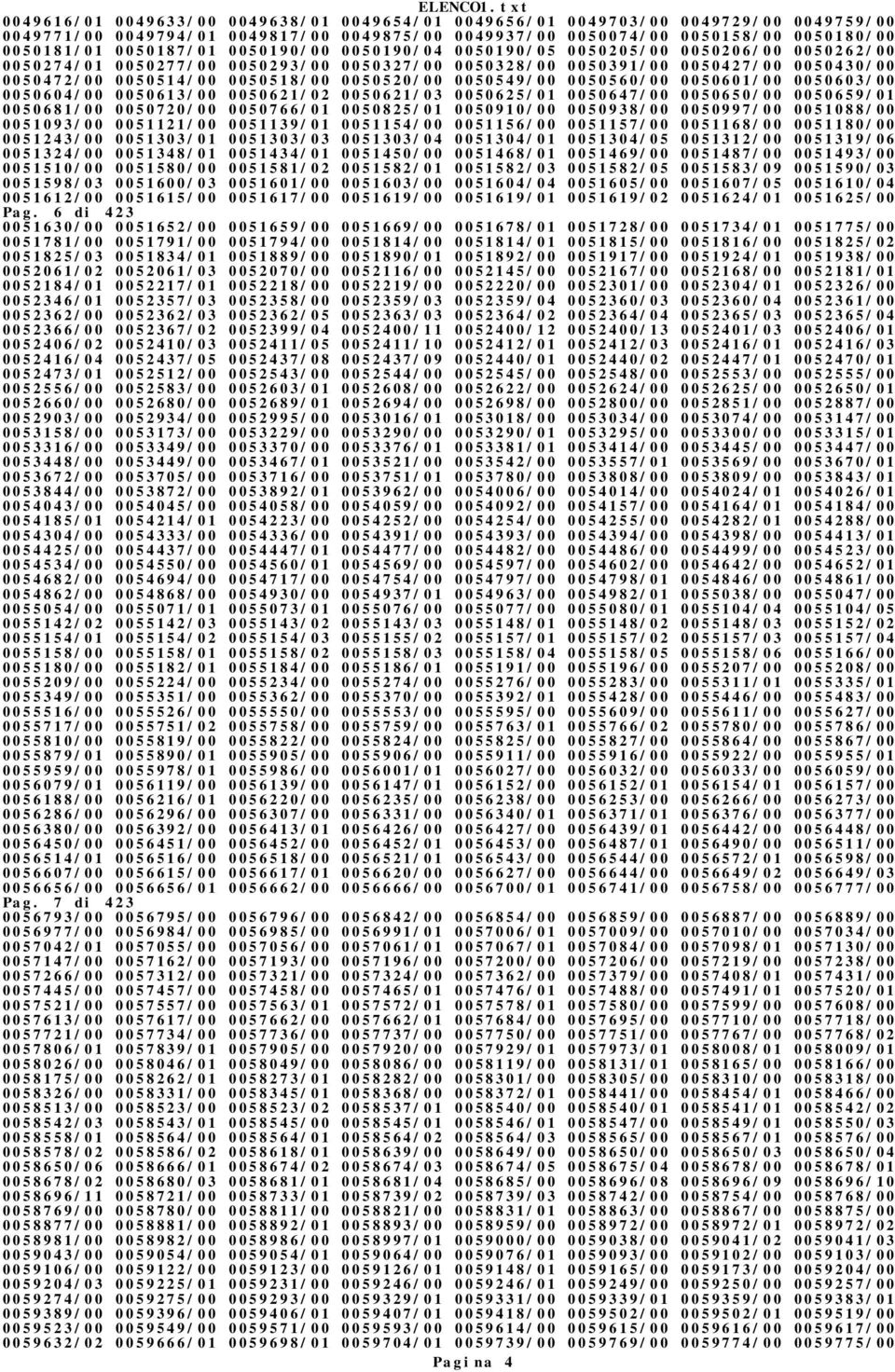 0050549/00 0050560/00 0050601/00 0050603/00 0050604/00 0050613/00 0050621/02 0050621/03 0050625/01 0050647/00 0050650/00 0050659/01 0050681/00 0050720/00 0050766/01 0050825/01 0050910/00 0050938/00