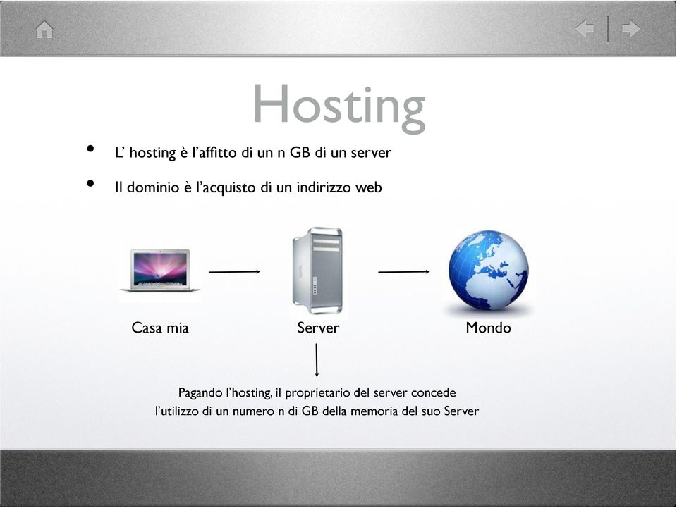 Mondo" Pagando l hosting, il proprietario del server concede