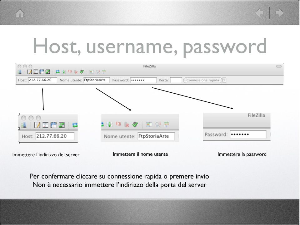 Per confermare cliccare su connessione rapida o premere